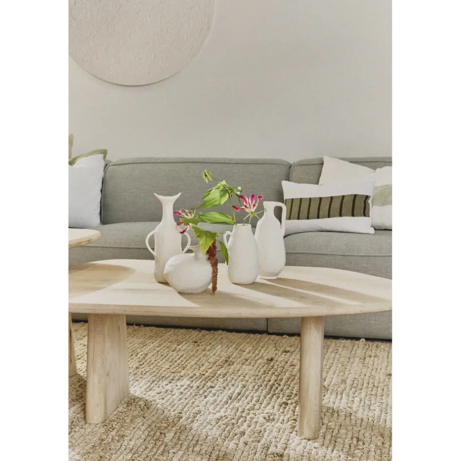 Pomax - Coussin Saint-Tropez en lin naturel - Format 65x45 cm - Vert réséda rafraîchissant