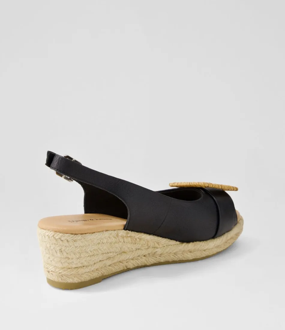 Espadrilles Femme DJANGO et JULIETTE - Sandales Saloso en Cuir Naturel Noir à Boucle, Confort Élégant pour un Style Méditerranéen Intemporel