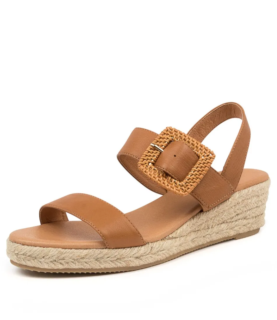 Sandales méditerranéennes Django & Juliette Samiya - Espadrilles féminines en cuir patiné camel, style bohème intemporel
