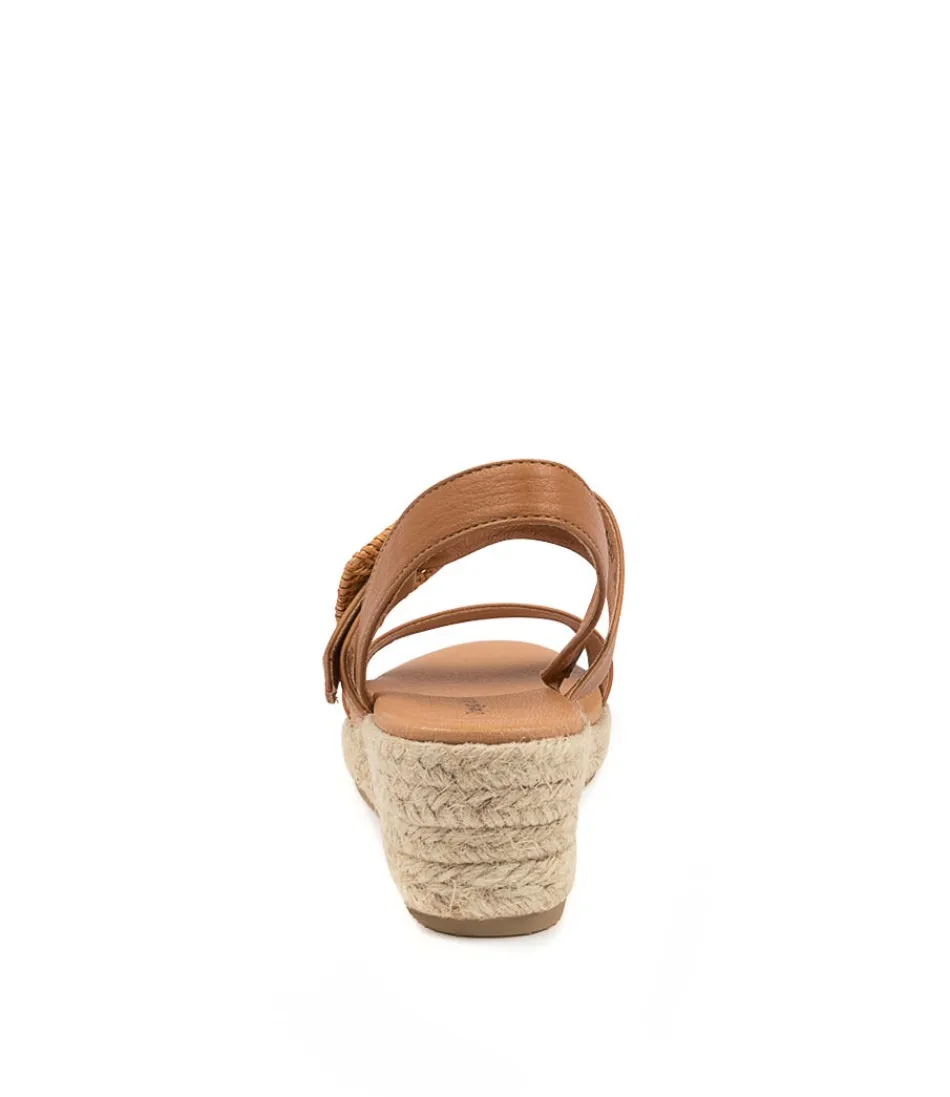 Sandales méditerranéennes Django & Juliette Samiya - Espadrilles féminines en cuir patiné camel, style bohème intemporel