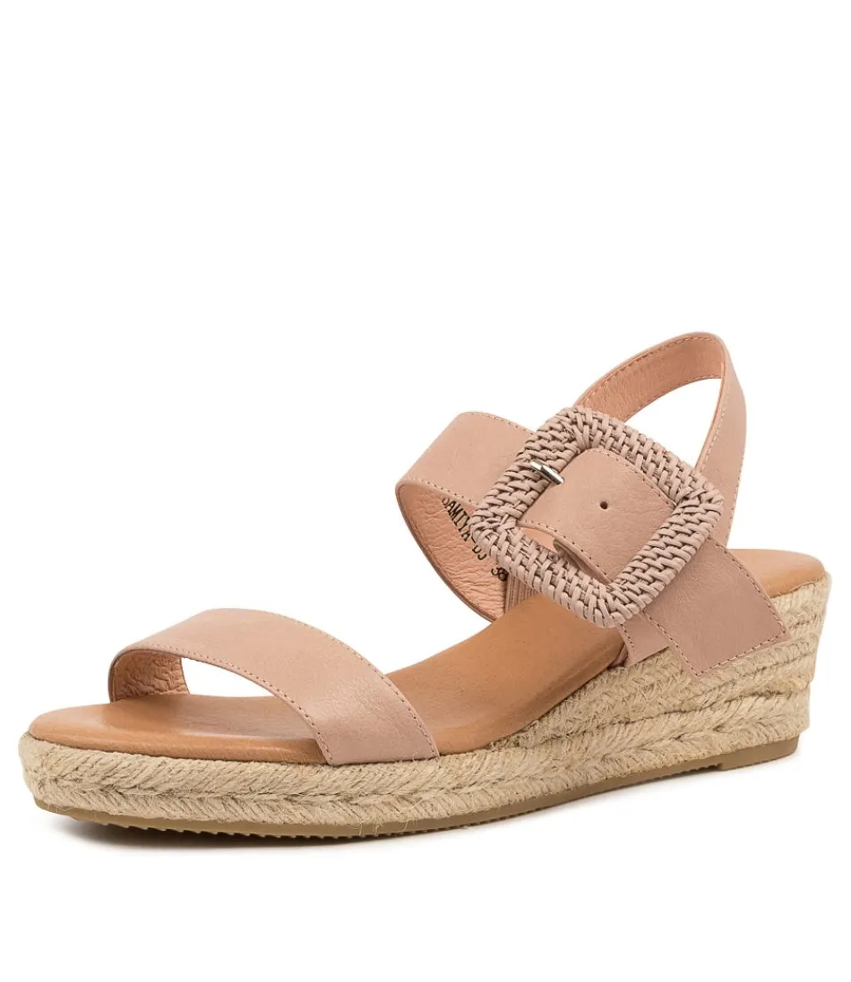 Espadrilles Élégantes Femme Django & Juliette - Samiya en Cuir Souple Rose Poudré - Style Méditerranéen Tendance Printemps-Été