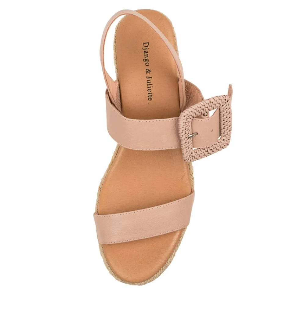 Espadrilles Élégantes Femme Django & Juliette - Samiya en Cuir Souple Rose Poudré - Style Méditerranéen Tendance Printemps-Été
