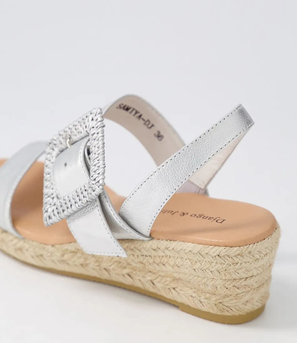 Élégantes Espadrilles Samiya en Cuir Argenté - Boucle Adjustable Django & Juliette - Chaussures d'Été Femme Style Méditerranéen