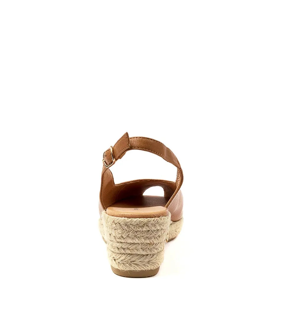 DJANGO & JULIETTE | Espadrilles Femme en Cuir Brun Naturel - Confort Assaini, Style Méditerranéen Tendance
