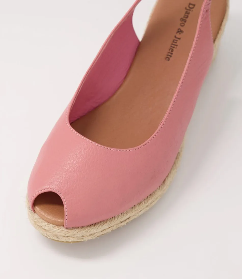 Sandales Django & Juliette pour Femme - Espadrilles en Cordon Naturel et Cuir Doux Rose Poudré Élégant