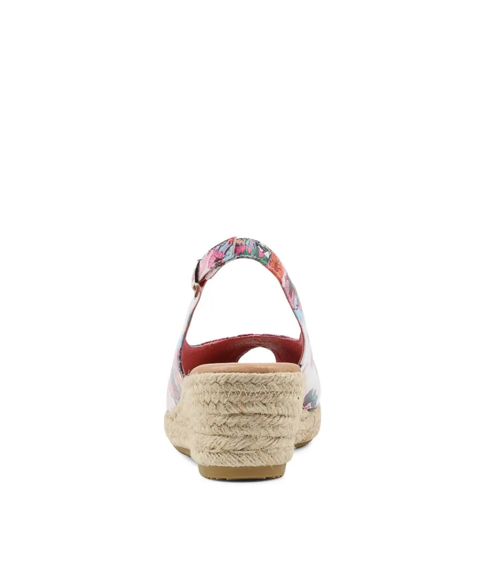 DJANGO & JULIETTE - Espadrilles Femme Printemps avec motifs coquelicots et sandales en cuir tressé confortables - Style méditerranéen à lacets ajustables