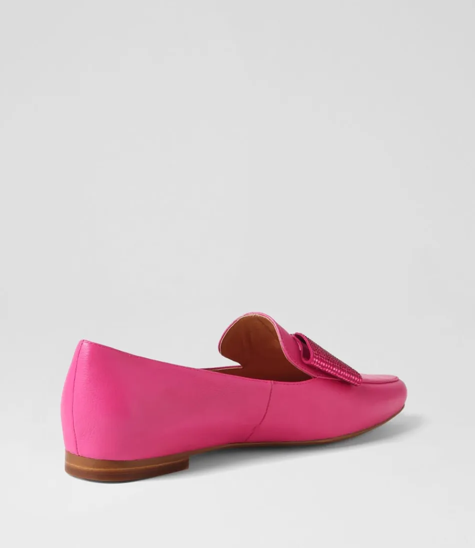Moccasins Femme Sanne – Cuir Luxe à Détails Précieux Fuchsia Élégant