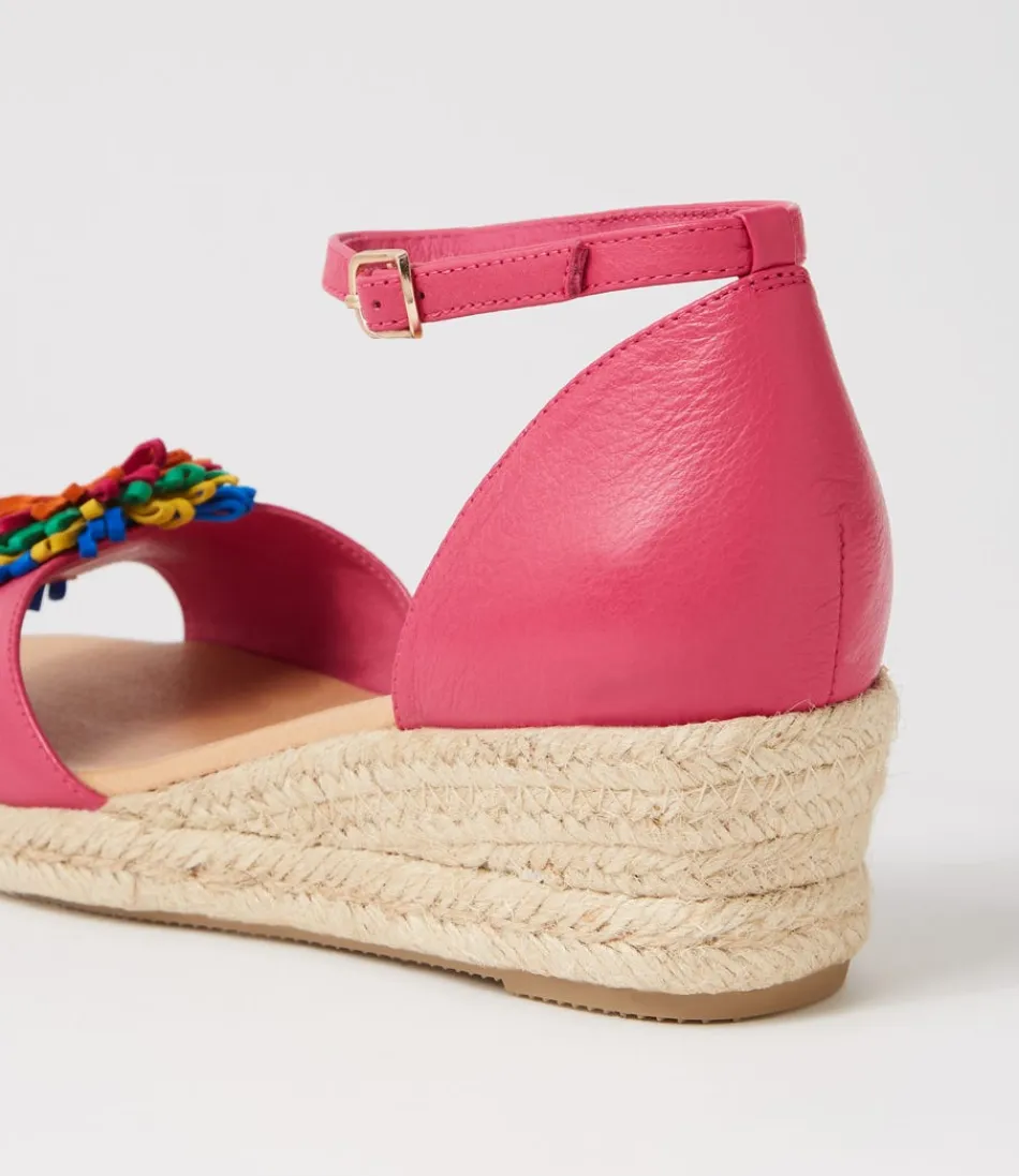 ESPRADRILLES DJANGO & JULIETTE POUR FEMME - CUIR SOUPLE ET SUÉDINE FUCHSIA VIBRANT - CHAUSSURES D'ÉTÉ STYLE BOHÈME AVEC SEMELLE EN CORDAGE Tressé