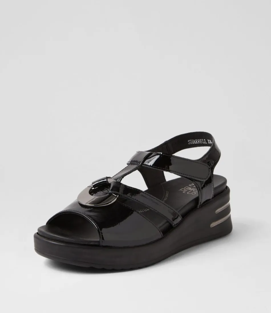Sandales Talons Élégantes ZIERA pour Femme - Modèle Sharrell XW en Cuir Verni Noir Chic