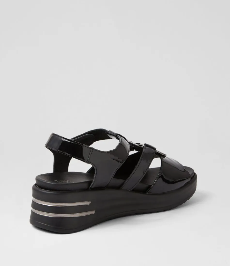 Sandales Talons Élégantes ZIERA pour Femme - Modèle Sharrell XW en Cuir Verni Noir Chic