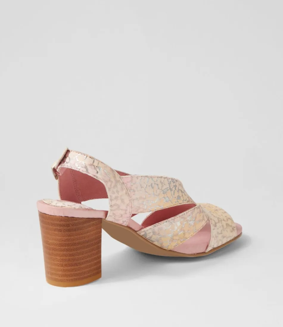 Escarpins ouverts Django & Juliette : cuir imprimé rose tendance pour femme