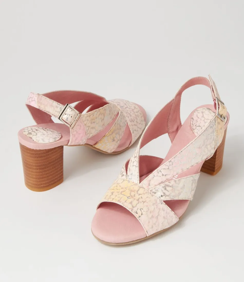 Escarpins ouverts Django & Juliette : cuir imprimé rose tendance pour femme