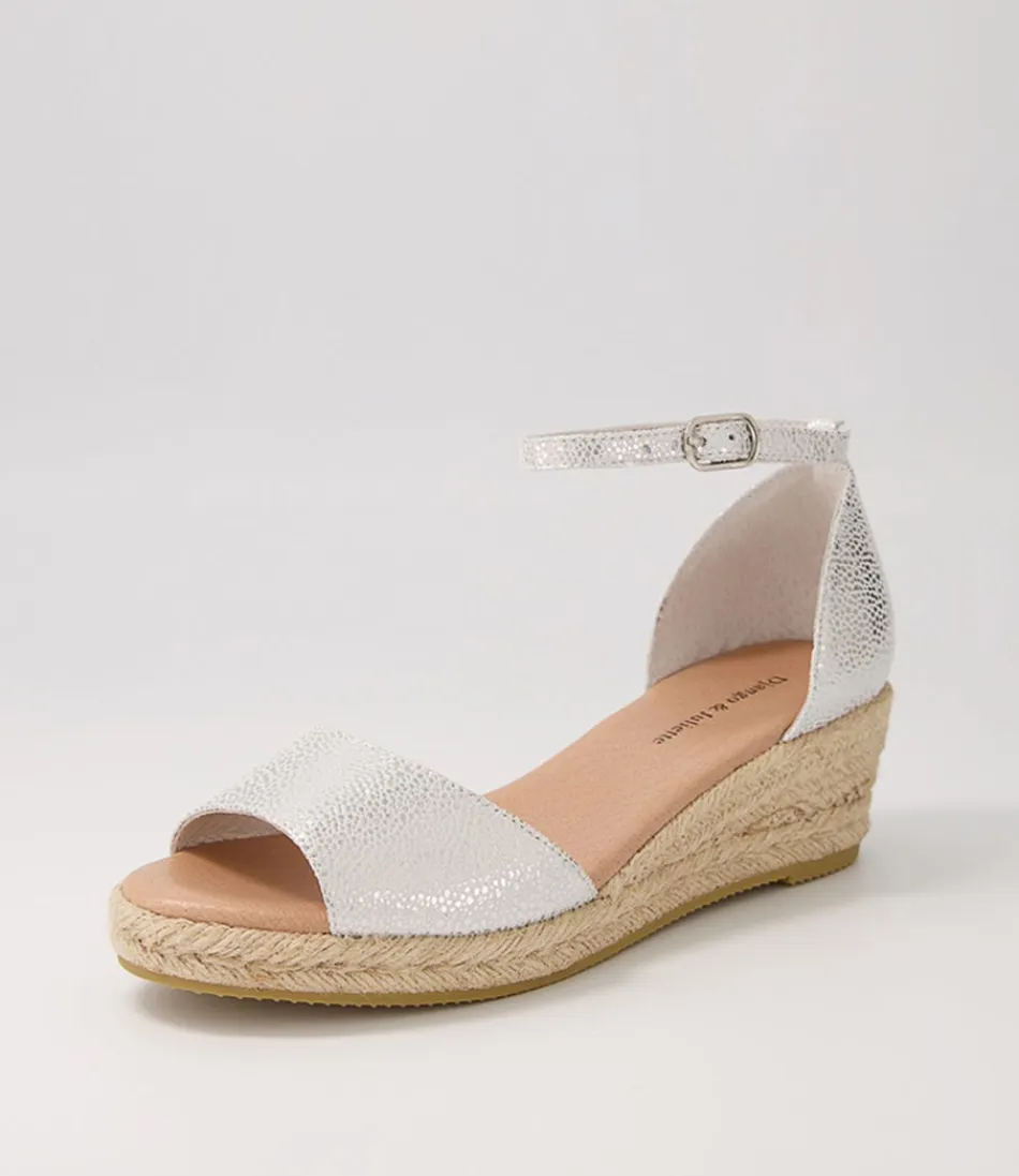Sandales Espadrilles Django & Juliette en Cuir Tacheté - Tressage Naturel Élégant avec Semelle Argent Métallisé - Style Bohème Confy pour L'Été