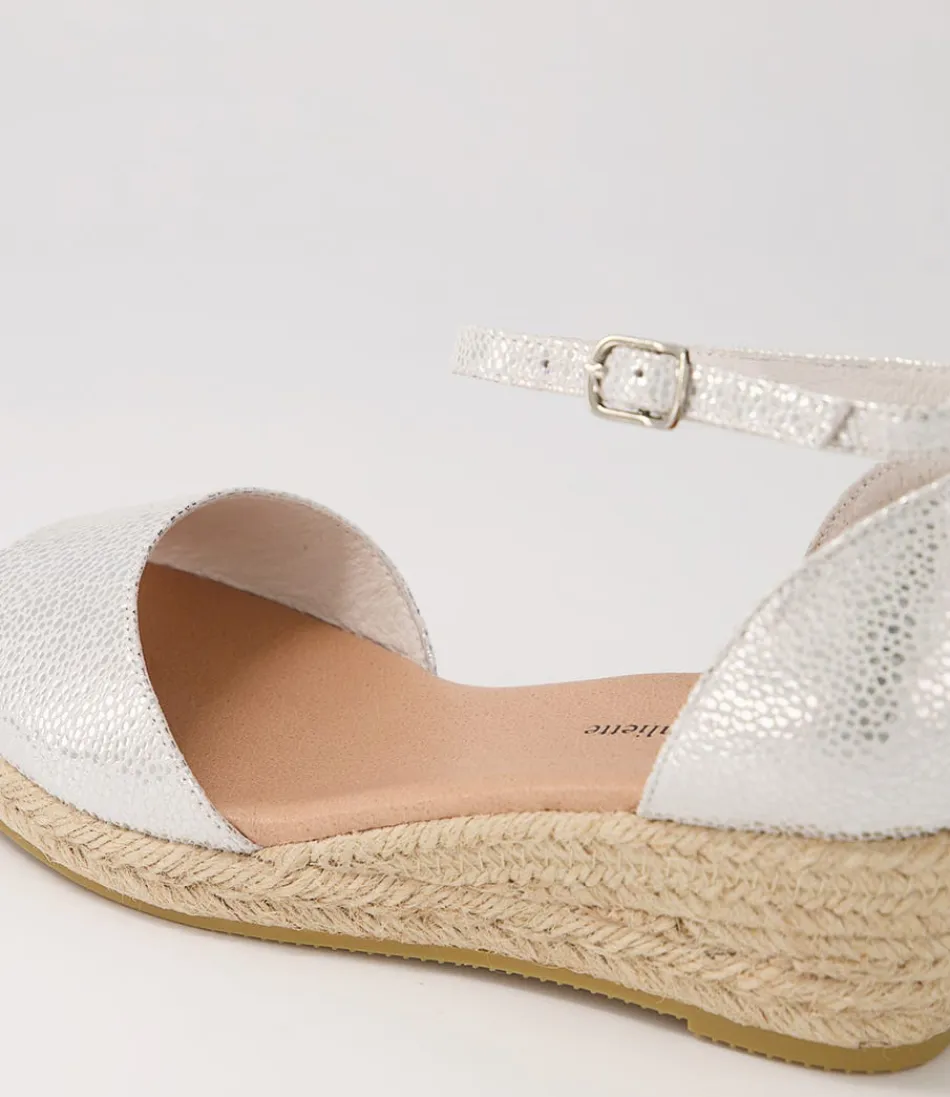 Sandales Espadrilles Django & Juliette en Cuir Tacheté - Tressage Naturel Élégant avec Semelle Argent Métallisé - Style Bohème Confy pour L'Été