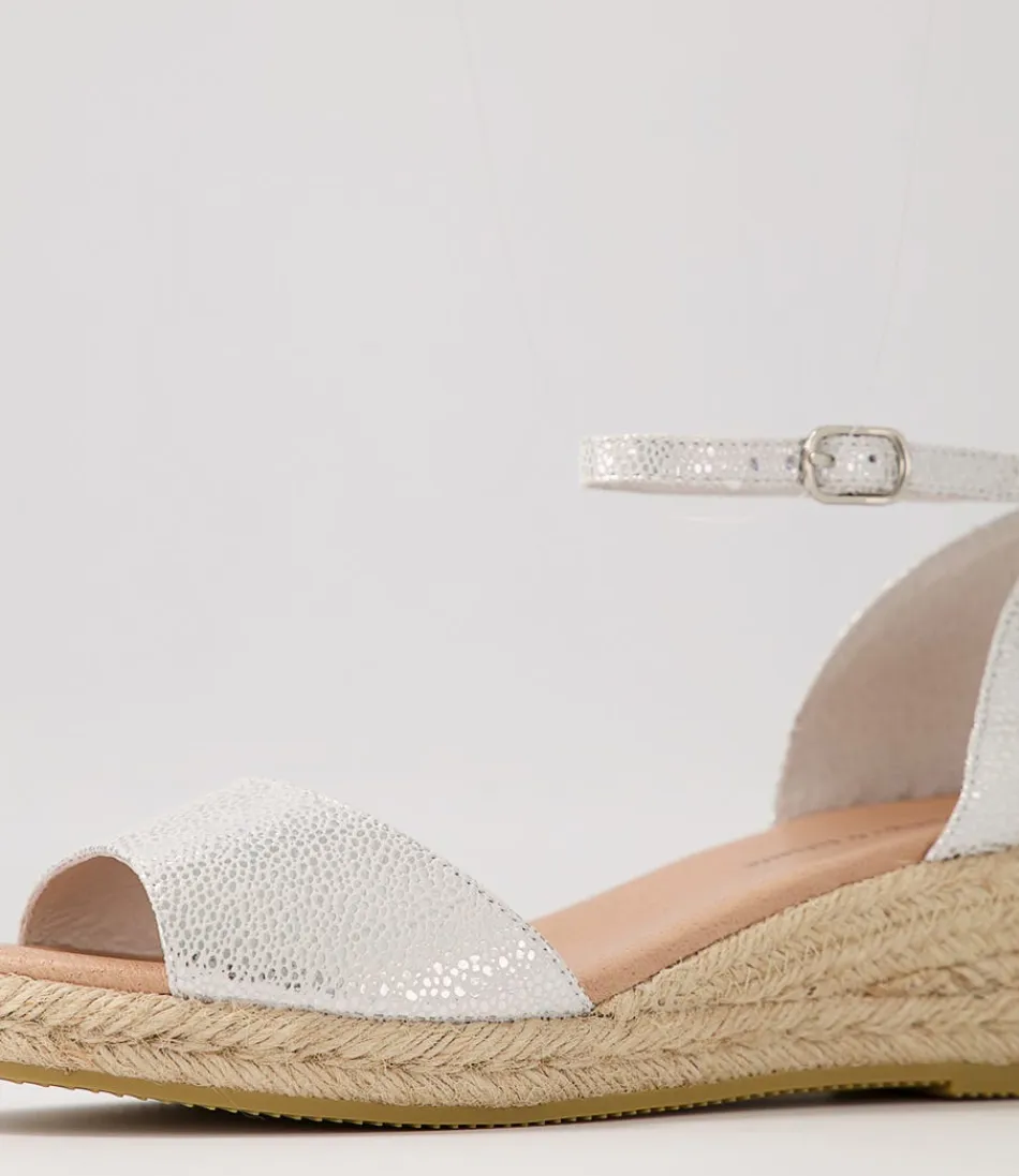 Sandales Espadrilles Django & Juliette en Cuir Tacheté - Tressage Naturel Élégant avec Semelle Argent Métallisé - Style Bohème Confy pour L'Été