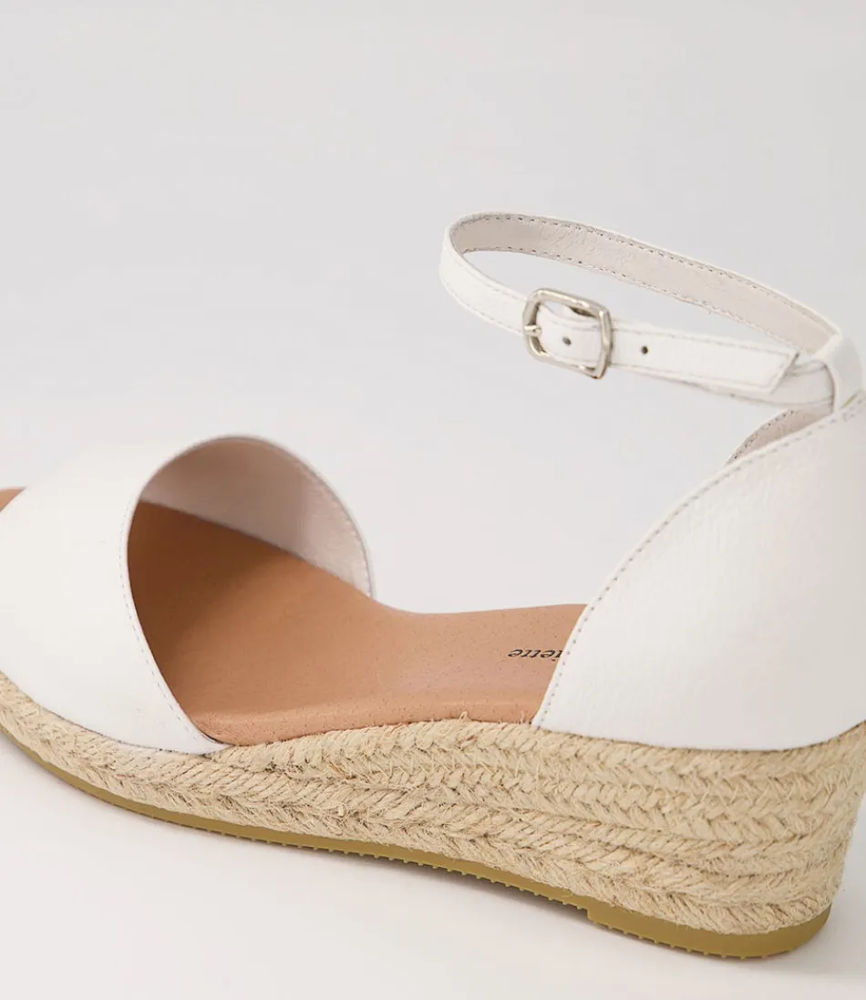 Élégantes espadrilles femme Django & Juliette en cuir souple avec semelle en corde tressée naturel - Sandales d'été blanches légères et confortables