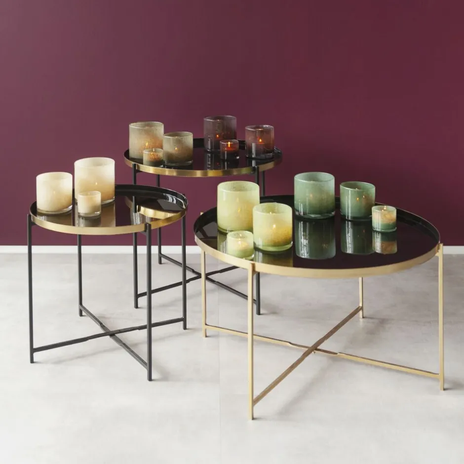 Bougeoirs Design Pomax - Lumières Tamisées en Verre Soufflé Artisanal - Dimensions Élégantes 12 cm de Diamètre sur 12 cm de Hauteur - Création Minimaliste pour Ambiance Chaleureuse - Décoration Éthérée