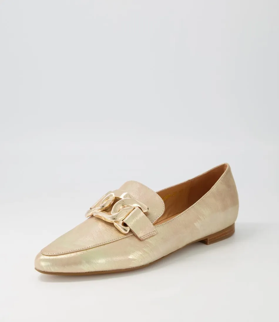 Mocassins Femme Haut de Gamme – Cuir Martelé Doré Socoro, Confortables & Élégantes