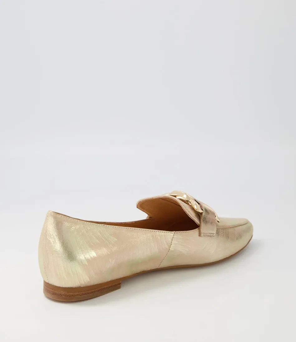 Mocassins Femme Haut de Gamme – Cuir Martelé Doré Socoro, Confortables & Élégantes