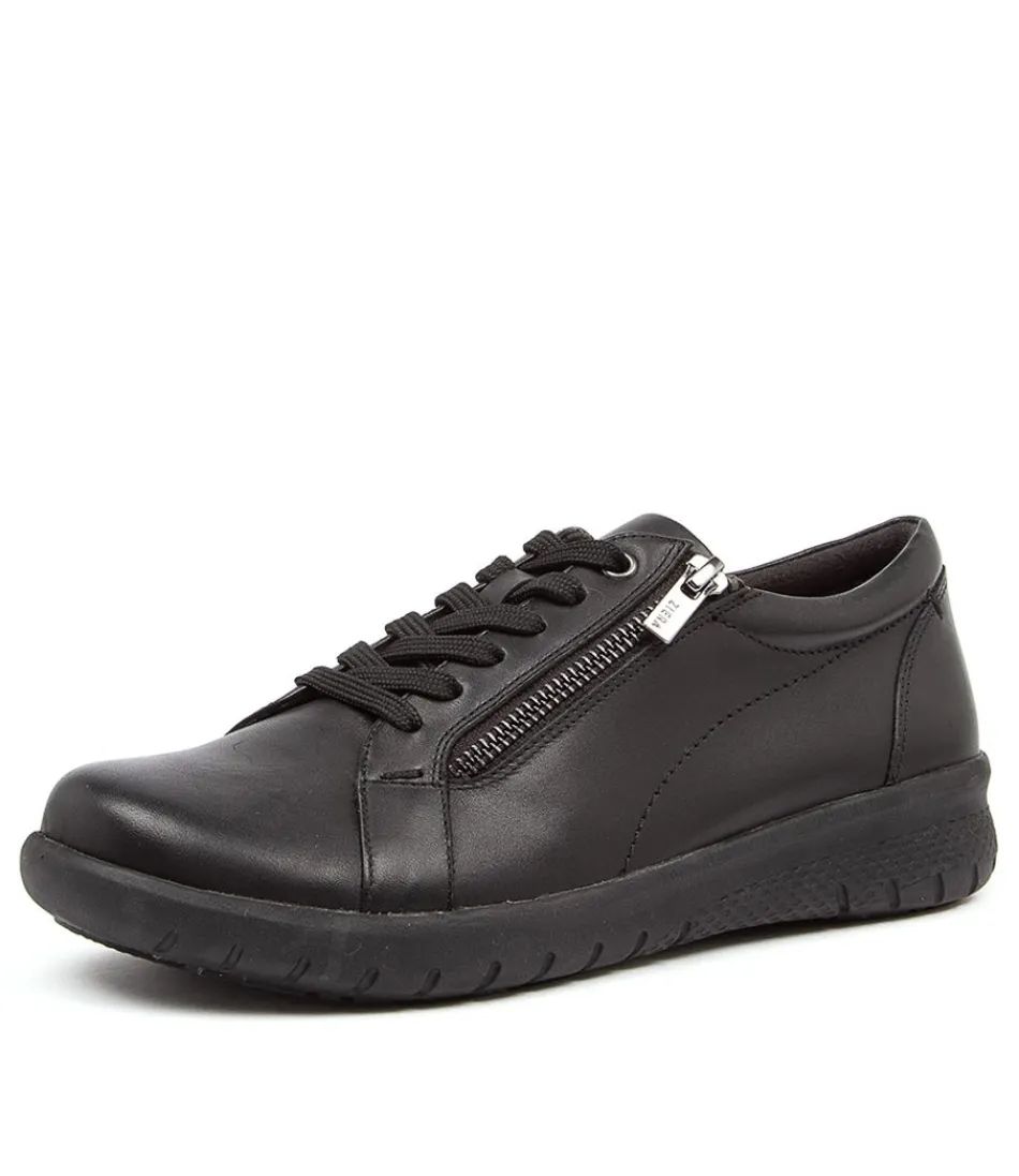 Découvrez les chaussures ZIERA Solar-XF pour femme - Confort optimal et style urbain en cuir noir résistant.