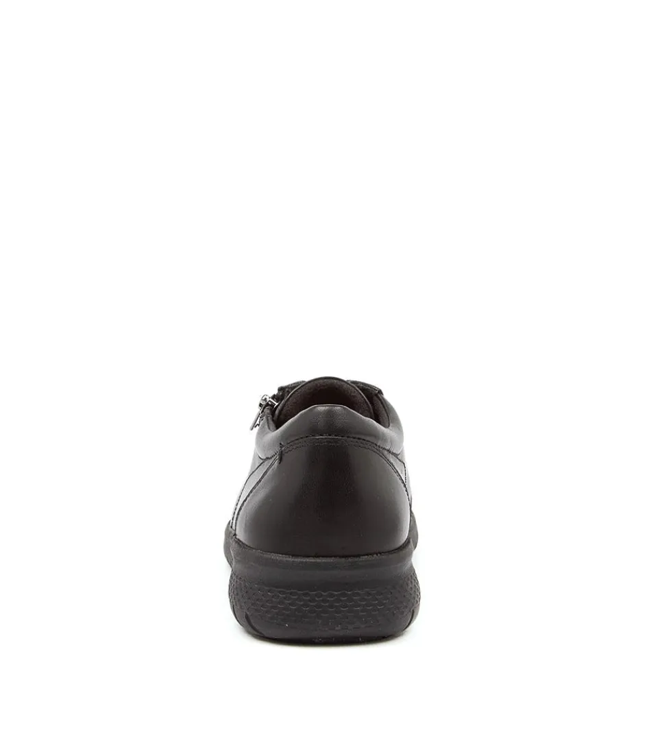 Découvrez les chaussures ZIERA Solar-XF pour femme - Confort optimal et style urbain en cuir noir résistant.