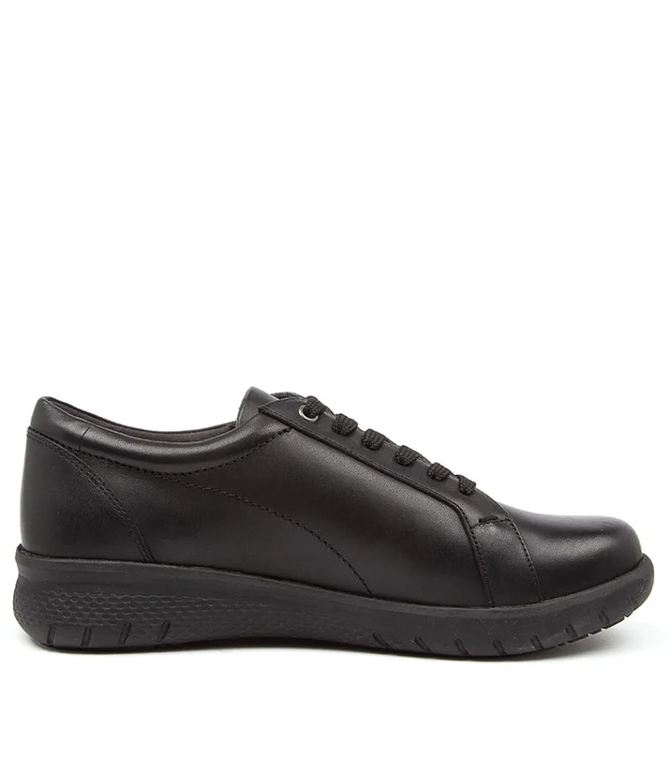 Découvrez les chaussures ZIERA Solar-XF pour femme - Confort optimal et style urbain en cuir noir résistant.