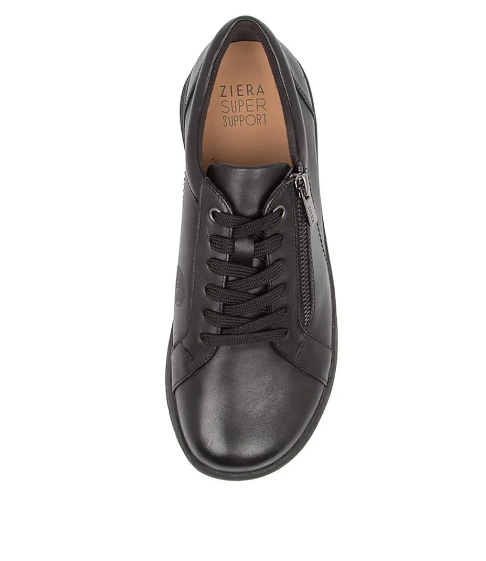 Découvrez les chaussures ZIERA Solar-XF pour femme - Confort optimal et style urbain en cuir noir résistant.