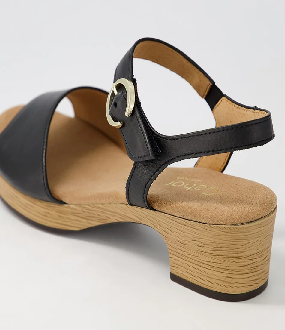 Sandales Femme GABOR - Cuir Souple Noir et Doré - Confort Optimal & Élégance Urbaine