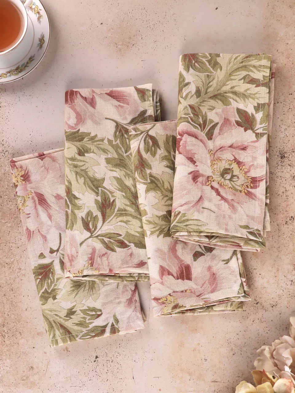 Lot de 4 serviettes en lin haut de gamme - Collection Splendor par April Cornell à prix doux