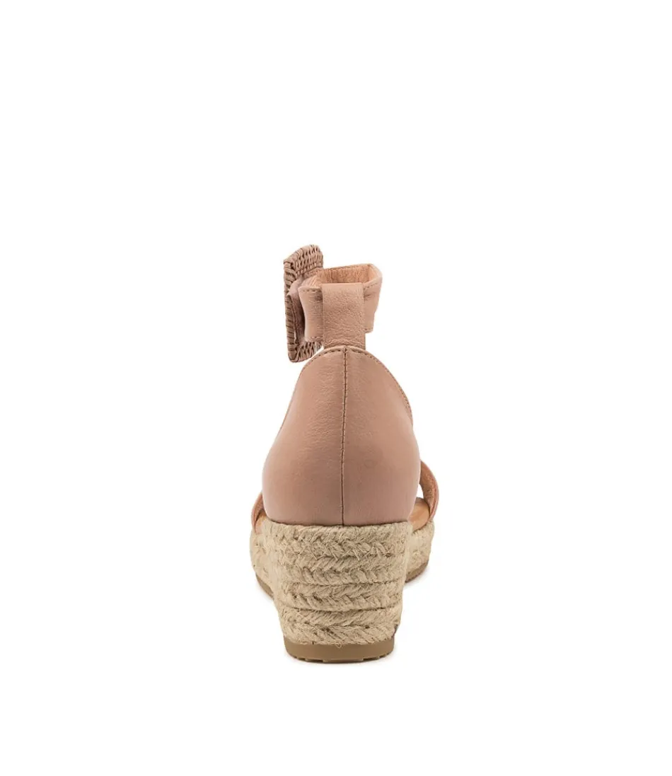 Élégantes Espadrilles Femme Printanières - Modèle Django & Juliette 
Semelle tressée avec bride cuir ajustable rose poudré - Collection botanique vert sauge