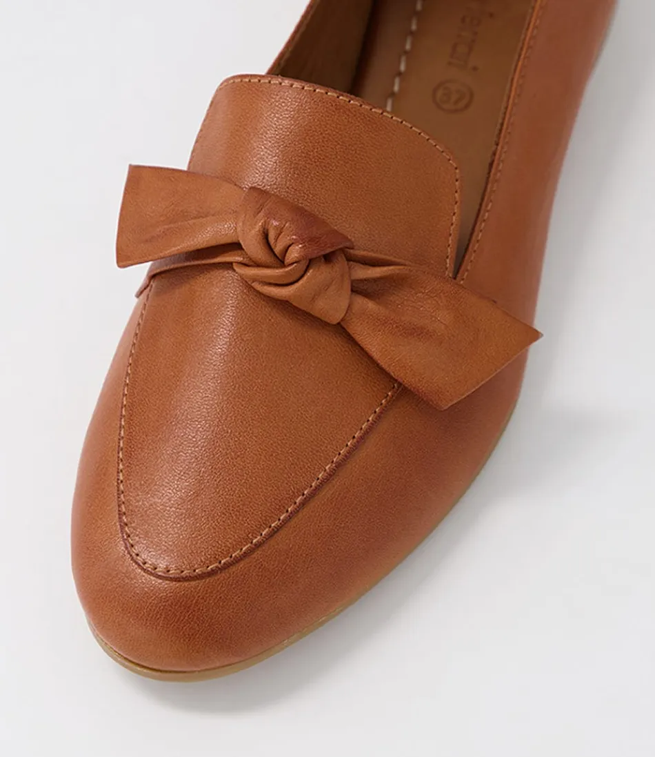Mocassins Féminins DIANA FERRARI Starna - Cuir Camel Souple avec Semelle Confort 

(：，，