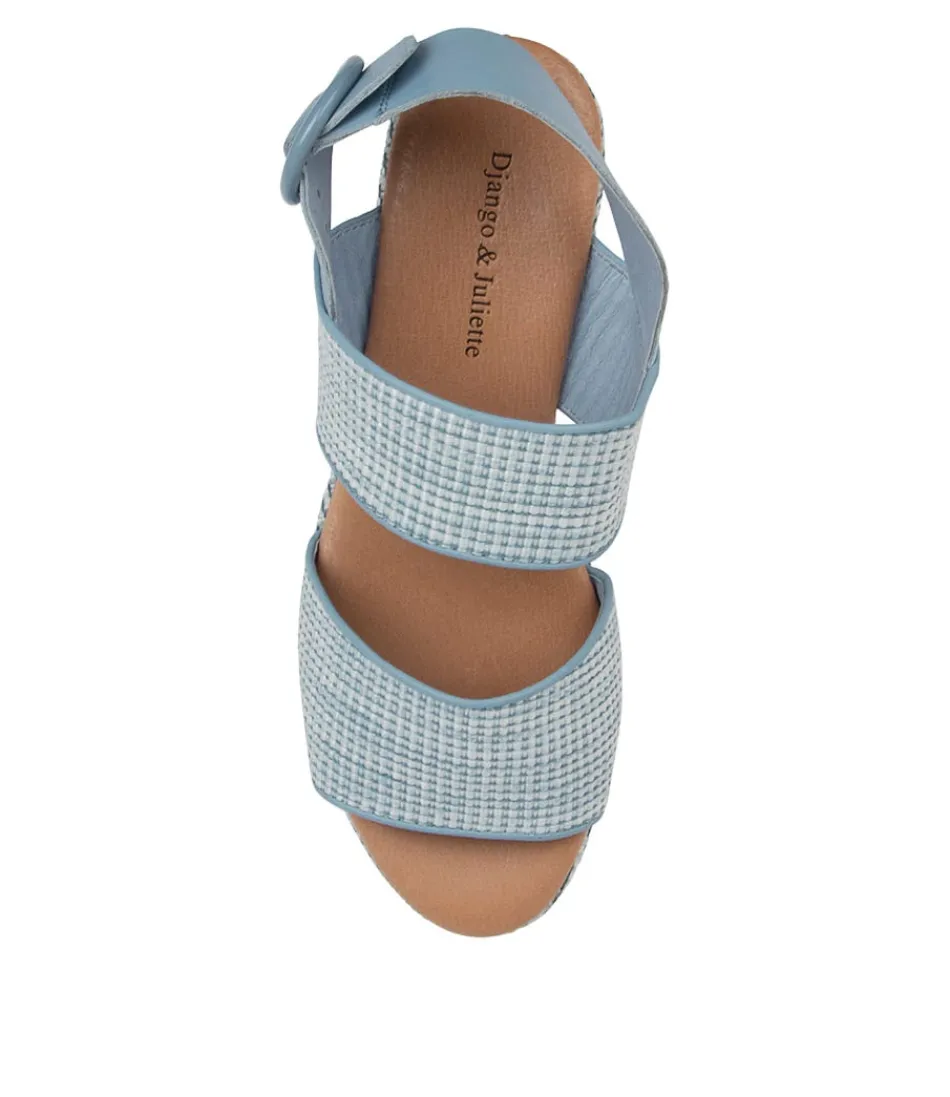 Espadrilles Femme DJANGO & JULIETTE - Tresse Denim Sultan avec Accents Cuir - Style Méditerranéen Intemporel