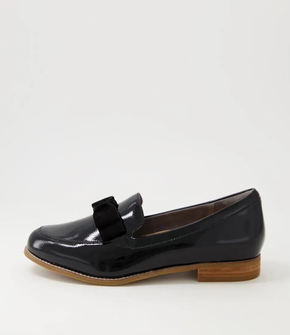 Mocassins femme ZIERA Talise Xf - Cuir verni noir & daim mat, élégance intemporelle