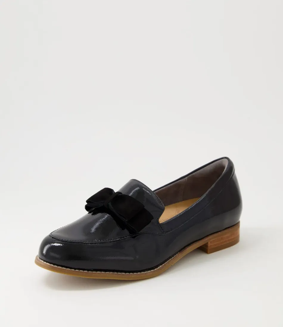 Mocassins femme ZIERA Talise Xf - Cuir verni noir & daim mat, élégance intemporelle