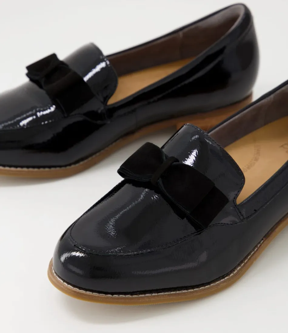Mocassins femme ZIERA Talise Xf - Cuir verni noir & daim mat, élégance intemporelle
