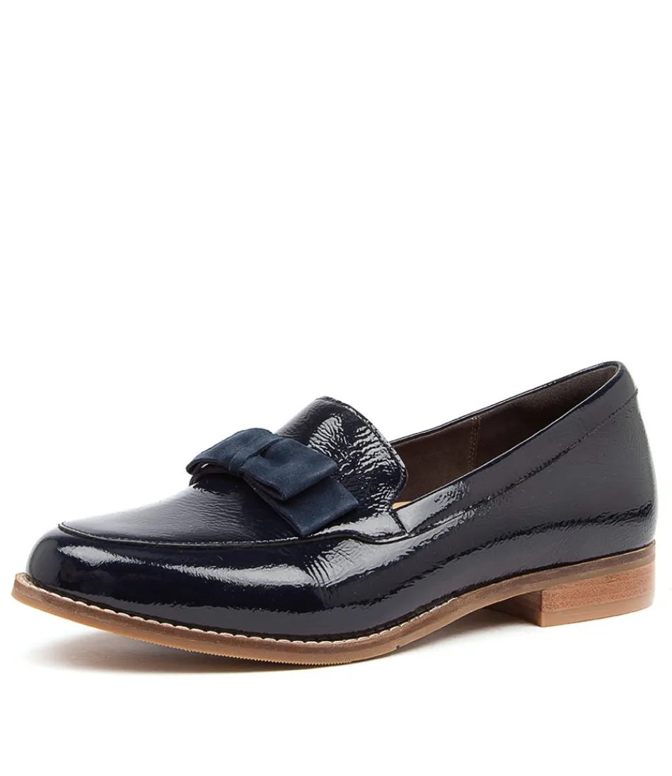 Chaussures Femme ZIERA Talise Xf – Cuir Verni Bleu Marine avec Détails Brillants & Confort Optimal
