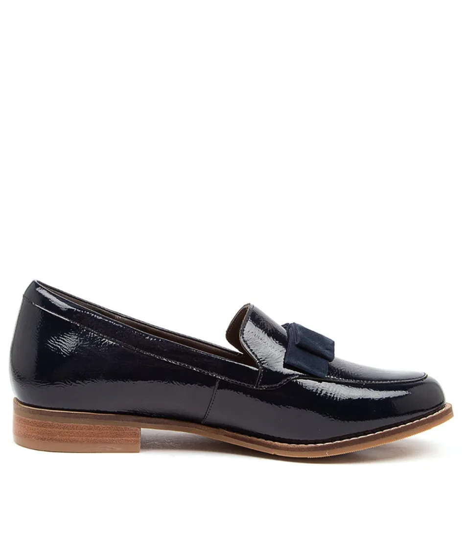 Chaussures Femme ZIERA Talise Xf – Cuir Verni Bleu Marine avec Détails Brillants & Confort Optimal