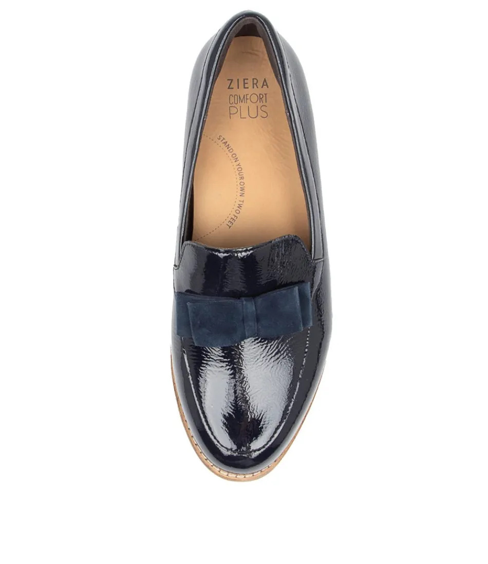 Chaussures Femme ZIERA Talise Xf – Cuir Verni Bleu Marine avec Détails Brillants & Confort Optimal