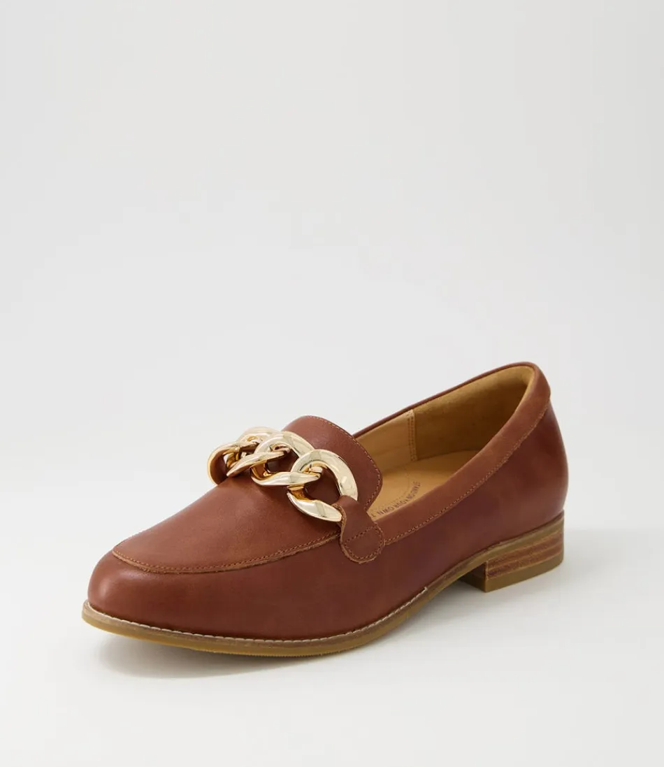 Mocassins ZIERA pour Femme - Modèle Tamest XF en Cuir Cognac Souple  
Chaussures plates élégantes avec semme confortable - Style intemporel