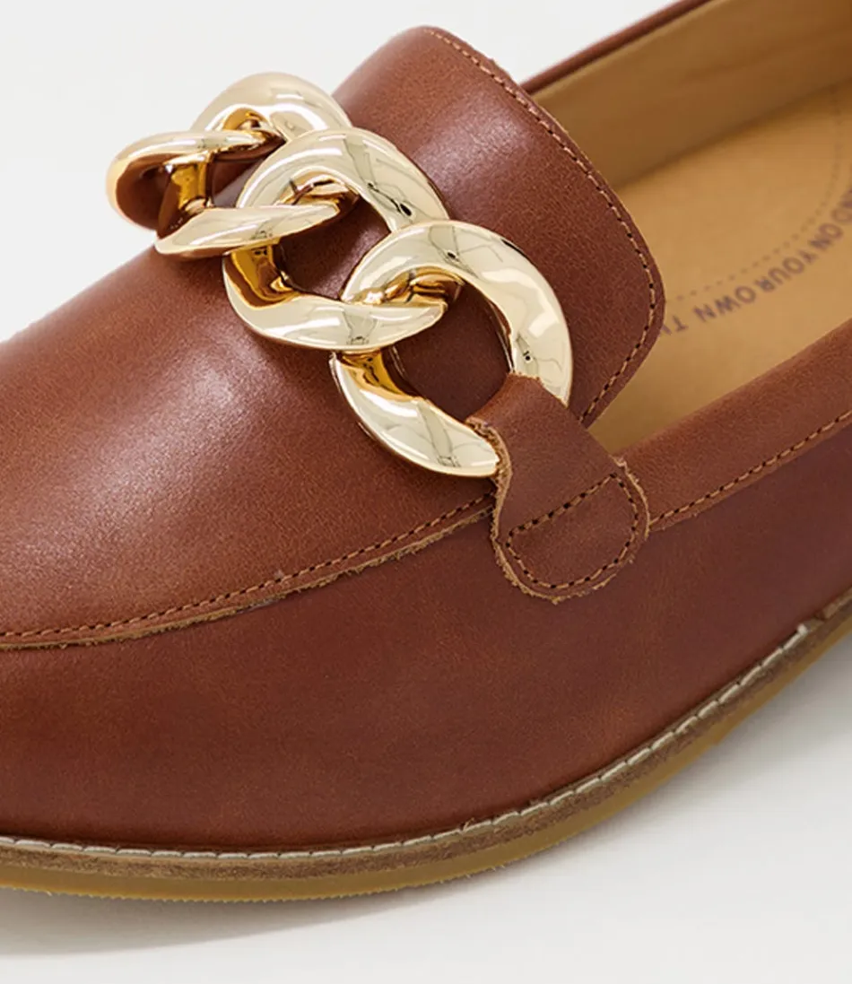 Mocassins ZIERA pour Femme - Modèle Tamest XF en Cuir Cognac Souple  
Chaussures plates élégantes avec semme confortable - Style intemporel