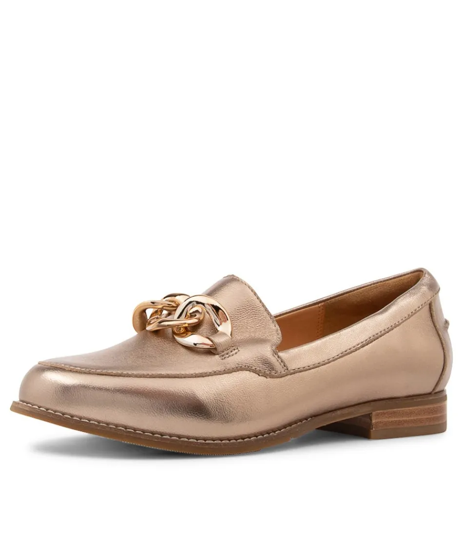 Mocassins Femme Tamya-XF en Cuir Champagne - Chaussures Élégantes Collection ZIERA