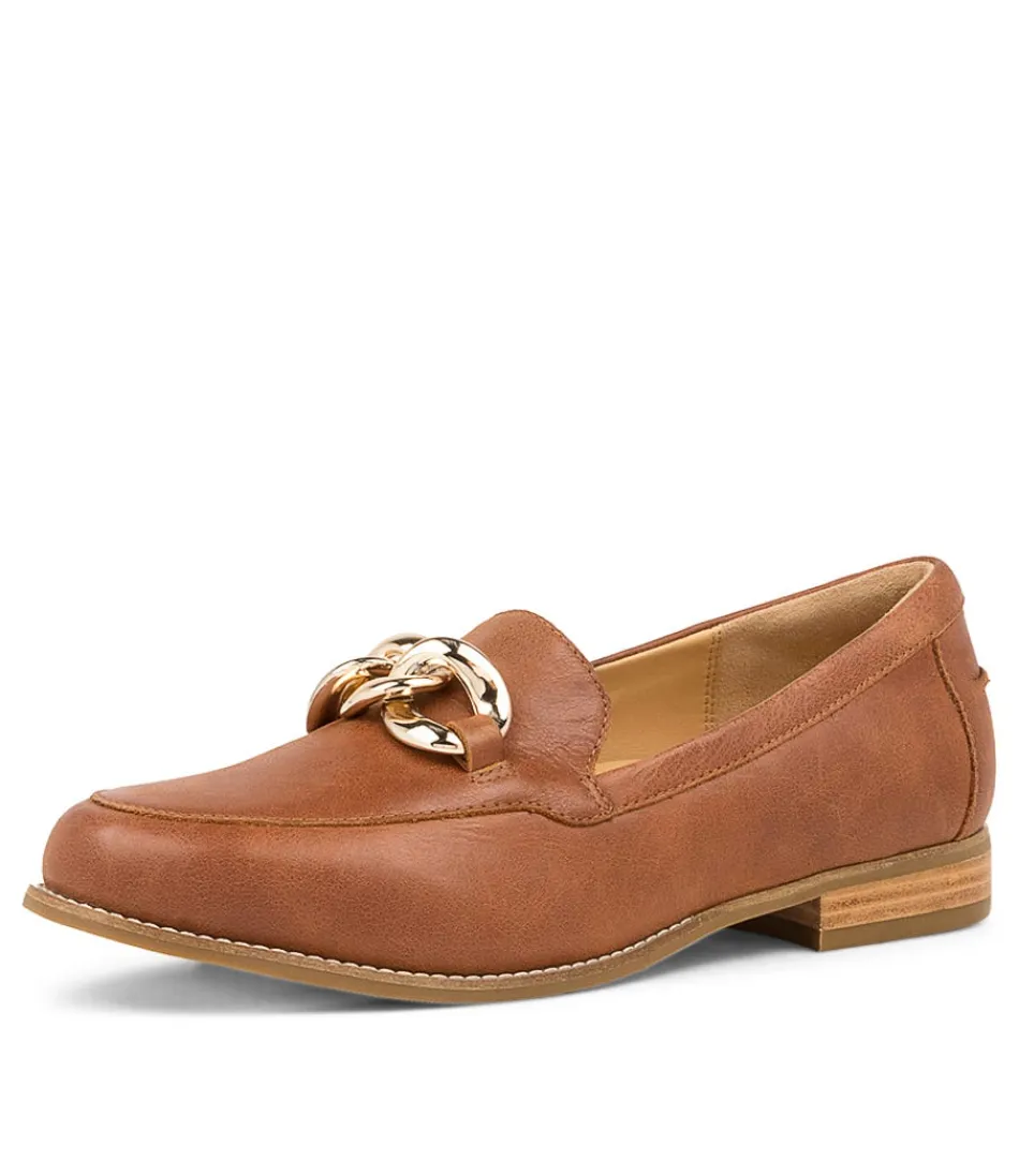 Mocassins ZIERA Tamya XF - Cuir pleine fleur cognac pour femme élégante