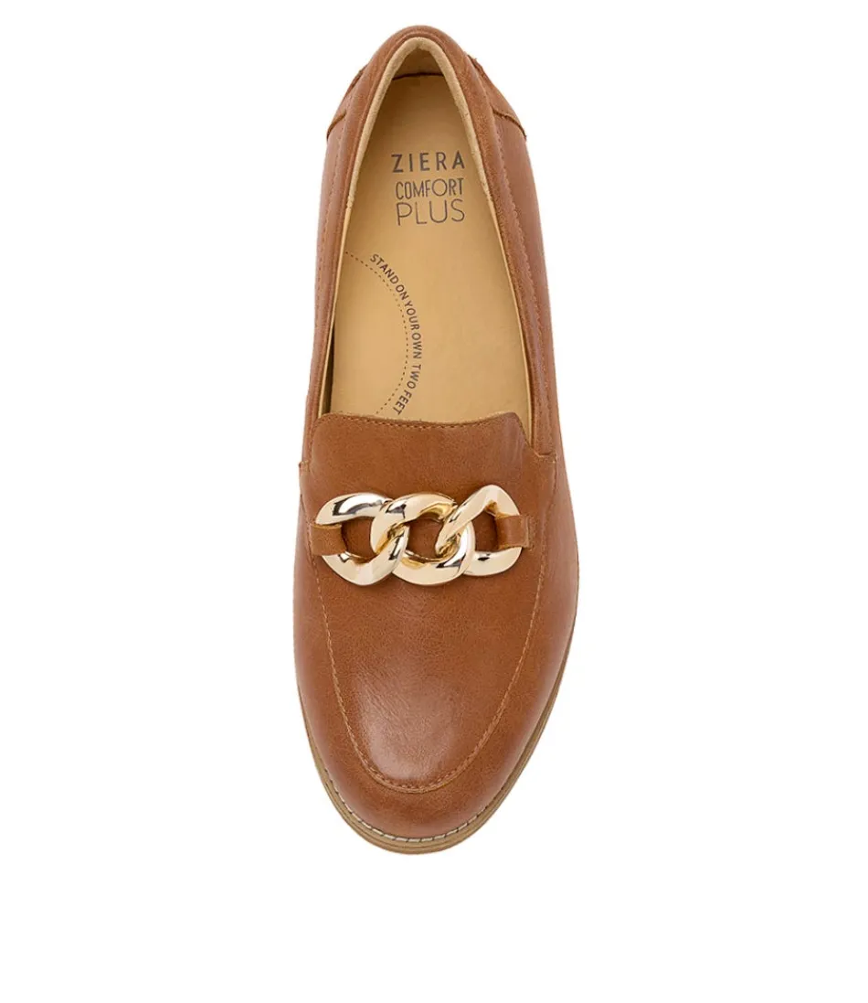 Mocassins ZIERA Tamya XF - Cuir pleine fleur cognac pour femme élégante