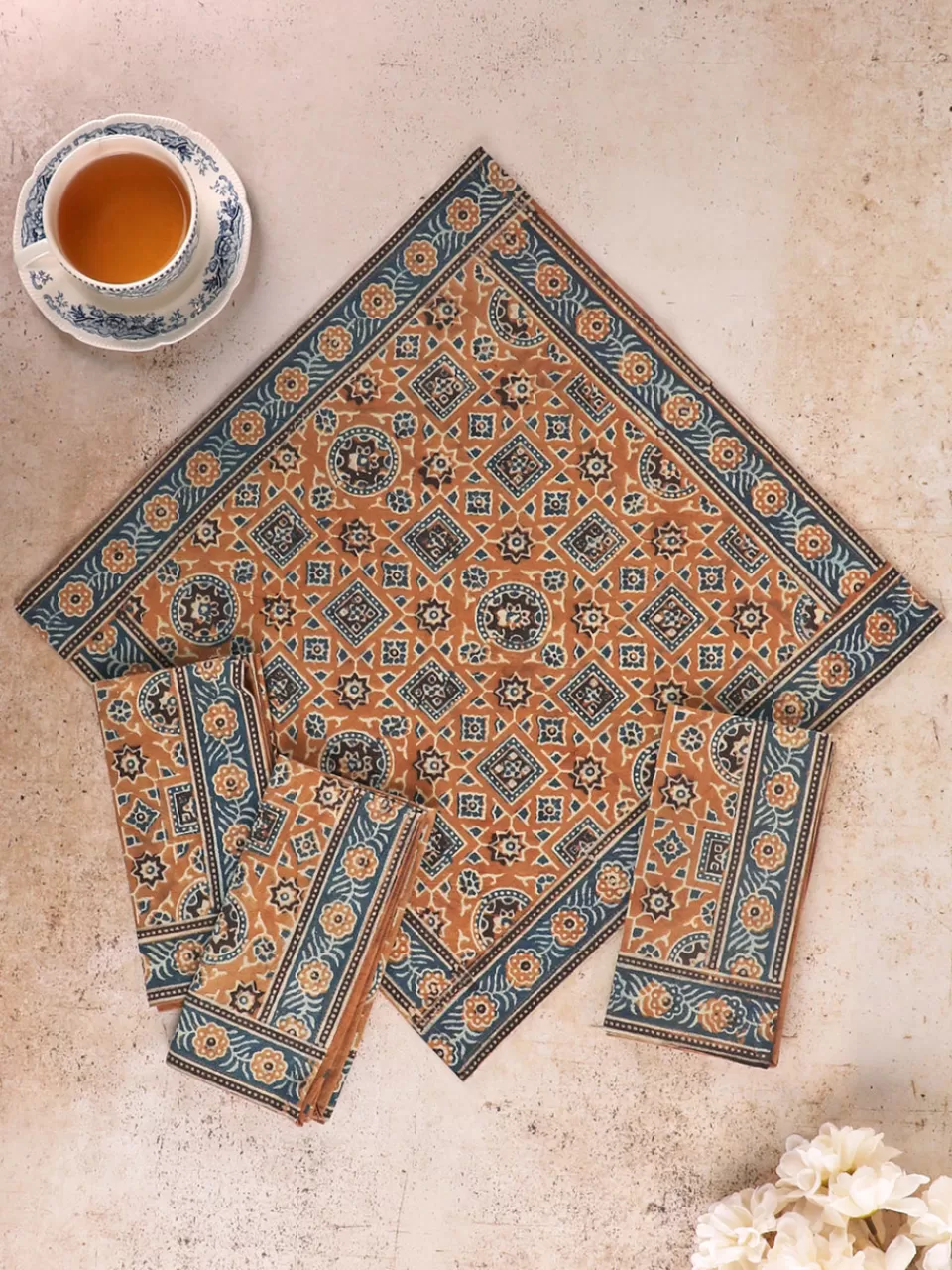 Lot de 4 serviettes en coton éco-responsable - Teinture végétale artisanale - Collection Terra par April Cornell