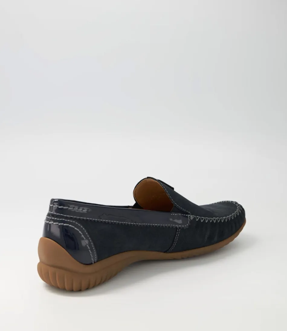 Mocassins Femme GABOR - Thessa en Daim Bleu Nuit, Élégants et Confortables
