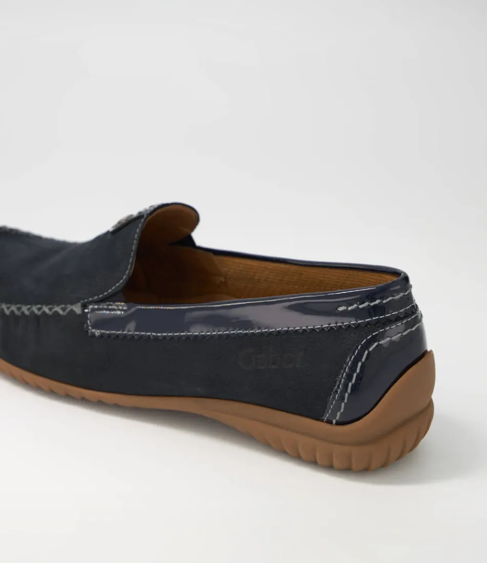 Mocassins Femme GABOR - Thessa en Daim Bleu Nuit, Élégants et Confortables