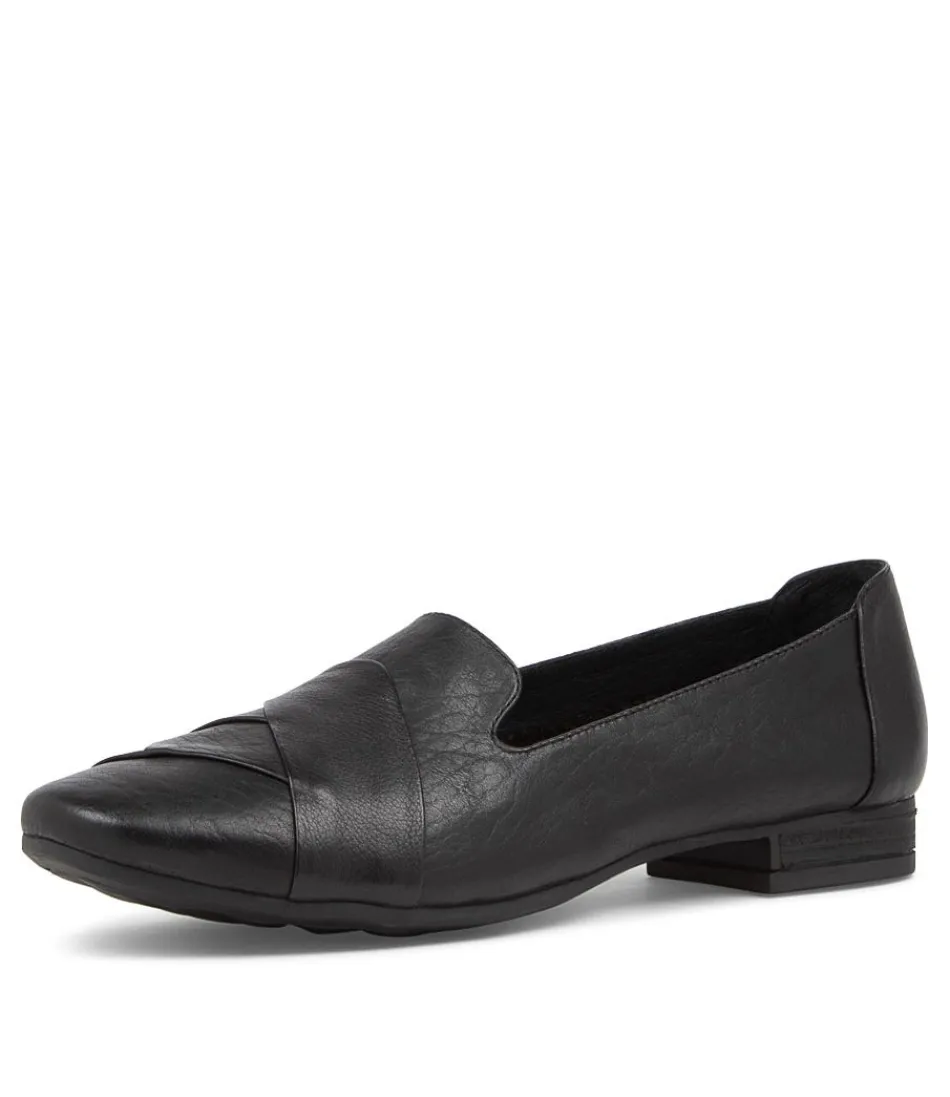 Mocassins élégants pour femme DIANA FERRARI - Modèle Tilony en cuir noir souple, détails raffinés pour un style intemporel