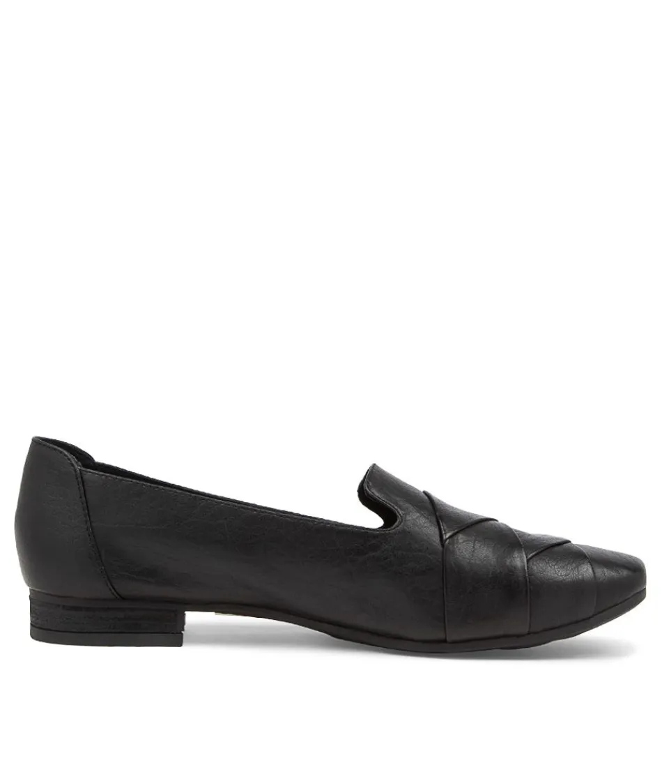 Mocassins élégants pour femme DIANA FERRARI - Modèle Tilony en cuir noir souple, détails raffinés pour un style intemporel