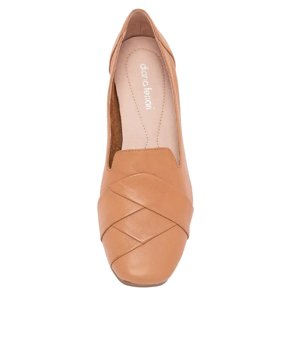 Mocassins élégants pour femme Diana Ferrari - Modèle Tilony en cuir patiné brun profond