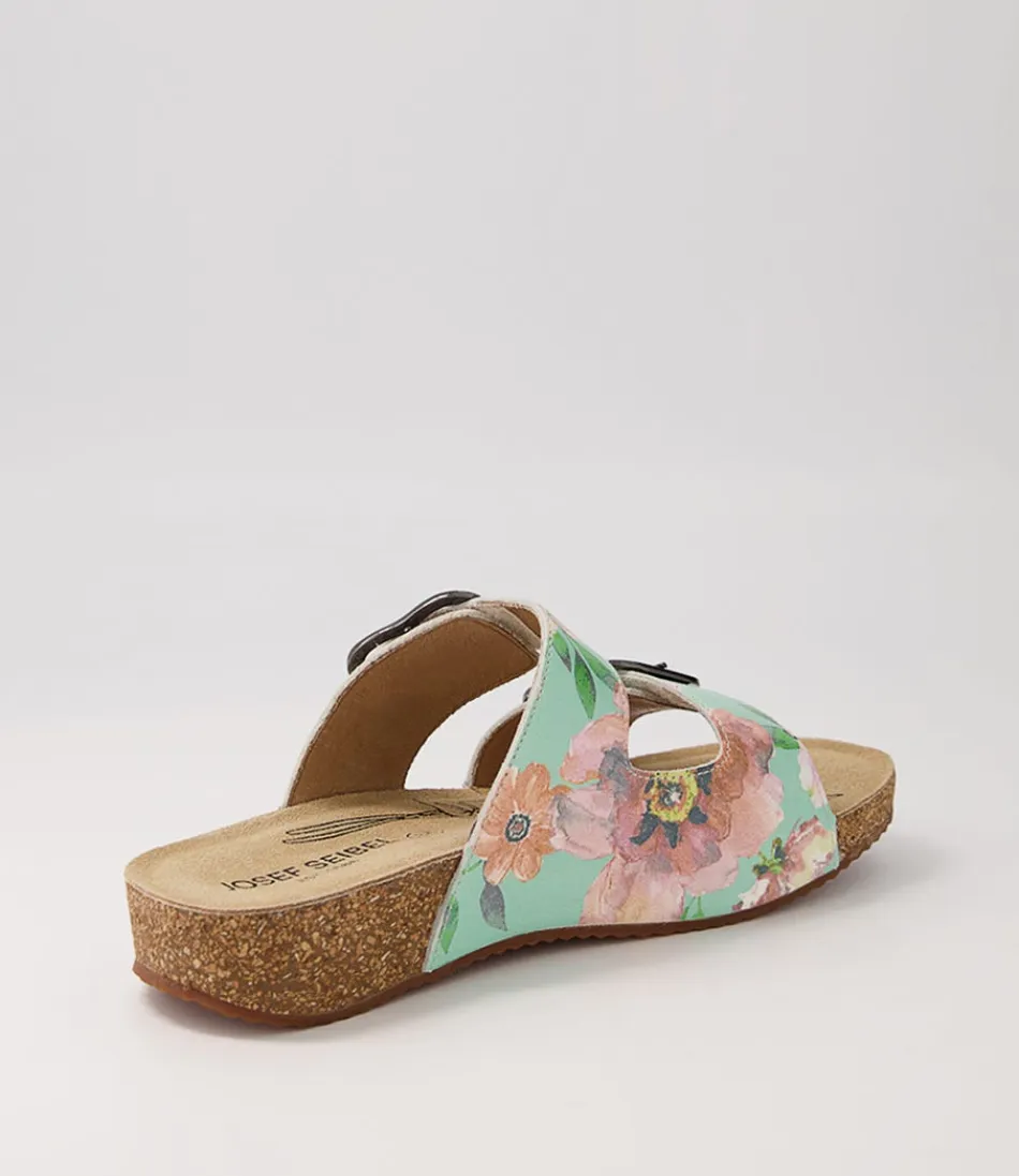 Mules décontractées Josef Seibel Tonga-64 en cuir souple menthe - Confort féminin assuré